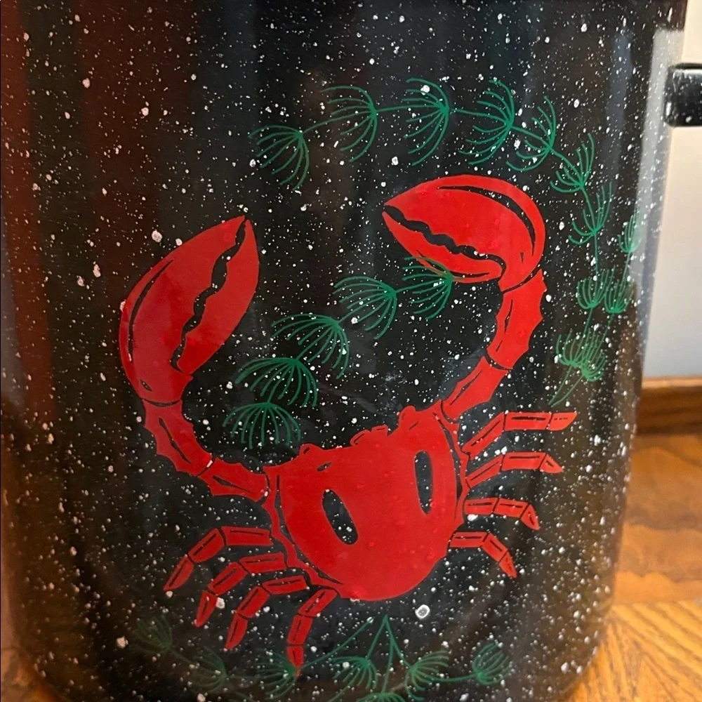 Vintage Enamel Extra Large Crab Boiling Pot Seafood Boil or Canning / Stock Pot